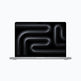 Laptop with a black screen displaying abstract white lines on a white background